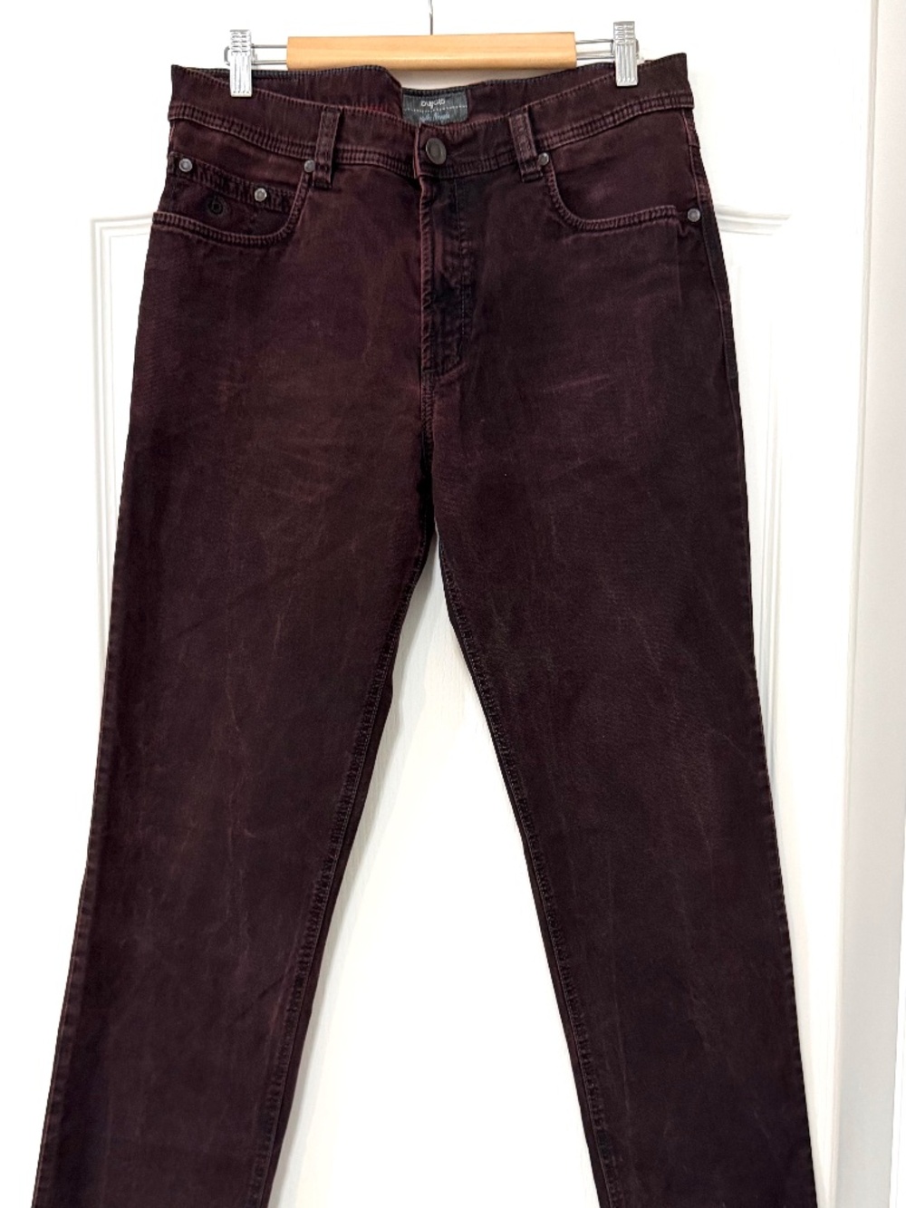 Bugatti Nevada Men's Jeans 36x32 (Tag 36x34) Plum Burgundy Textured Regular Fit